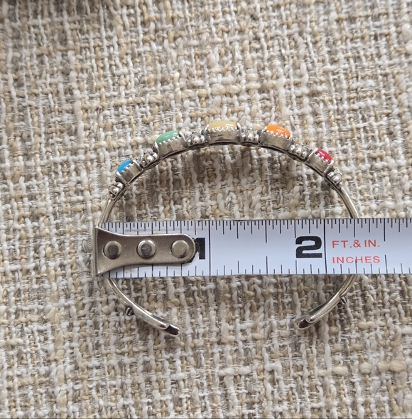 American West Sterling Multi Gemstone Cuff Bracelet - Picture 12 of 12
